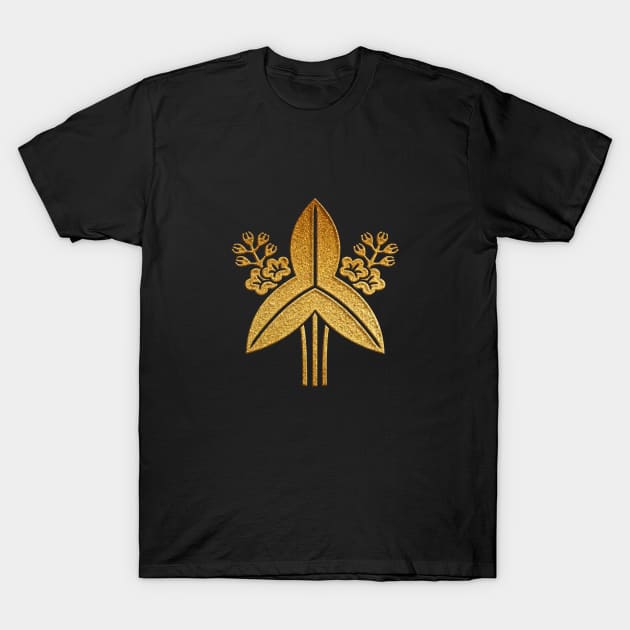 Gold Tachi Omodaka Kamon T-Shirt by Takeda_Art